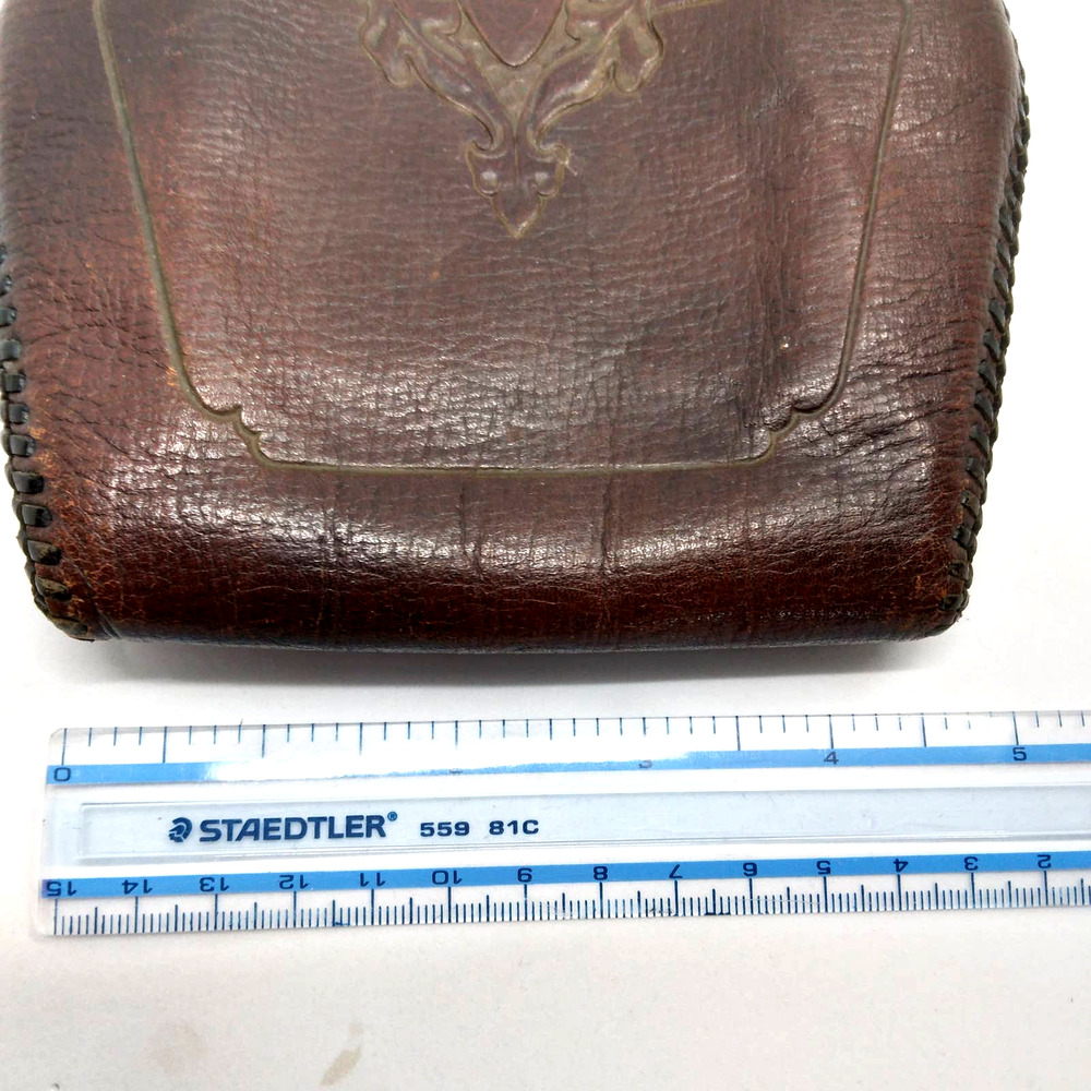 Vintage Spanish Craft leather purse 6" x 4.5" with mirror - Picture 8 of 9